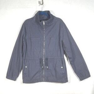 Old Navy Womens XXL Navy Utility Field Jacket Zip Drawstring Waist Mock Neck